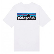 Camiseta Manga Corta Patagonia Pocket P-6 Logo Blanca